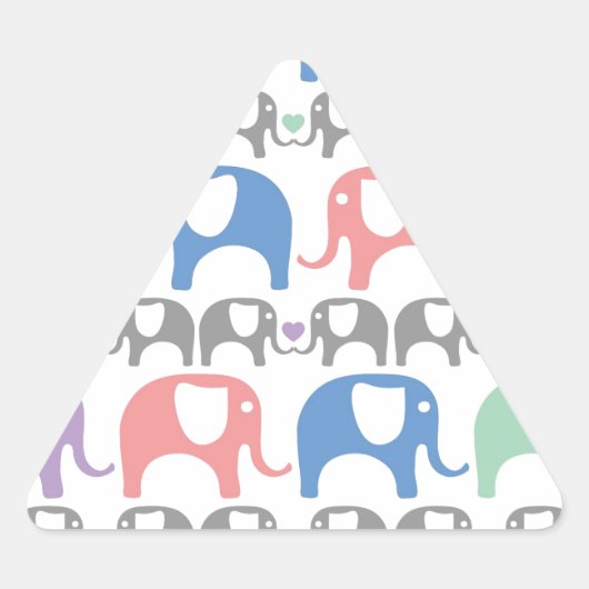 Olifant Liefde Zacht Pastel Patroon met harten Sticker (Voorkant)