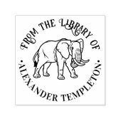 Olifant Lijntekening #2 Ronde Bibliotheek Boeknaam Zelfinktende Stempel (Design)