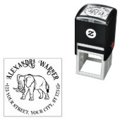 Olifant Line Art #2 Ronde naam Retouradres Zelfinktende Stempel (In situ)