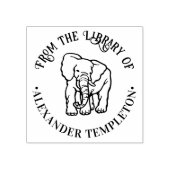 Olifant Line Art Ronde Bibliotheek Boeknaam Rubberstempel (Afrduk)