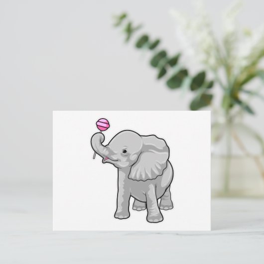 Olifant Lollypop Briefkaart (Staand voorkant)