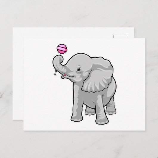 Olifant Lollypop Briefkaart (Voorkant / Achterkant)