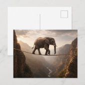 Olifant loopt op het touw kunst briefkaart (Voorkant / Achterkant)
