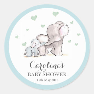Olifant Love Blauw Baby shower Sticker 