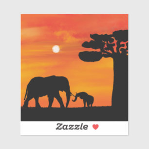 olifant, ,lucht ,dieren ,zonsopgang ,natuur ,Afrik Sticker