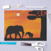 olifant, lucht, dieren, zonsopgang, natuur, afrika tissuepapier (Craft)
