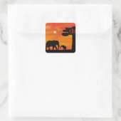 olifant, lucht, dieren, zonsopgang, natuur, afrika vierkante sticker (Tas)