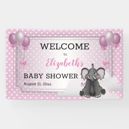Olifant | Luchtballonnen | Stippen Baby shower Gir Spandoek (Horizontaal)