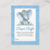 Olifant Luier Raffle Douche Blauw Glitter Informatiekaartje (Voorkant)