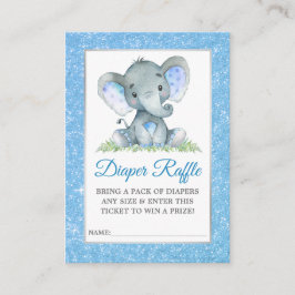 Olifant Luier Raffle Douche Blauw Glitter Informatiekaartje