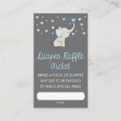 Olifant Luier Raffle Kaart, Olifant baby shower, Informatiekaartje (Voorkant)