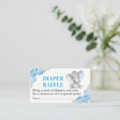 Olifant Luier Raffle Ticket Blauw Baby shower Jong Informatiekaartje (Staand voorkant)