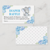Olifant Luier Raffle Ticket Blauw Baby shower Jong Informatiekaartje (Voorkant / Achterkant)