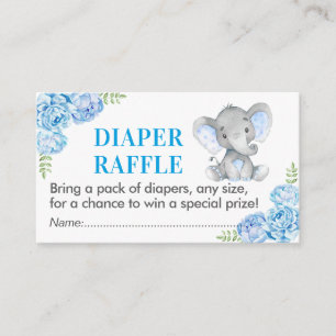 Olifant Luier Raffle Ticket Blauw Baby shower Jong Informatiekaartje
