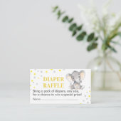 Olifant Luier Raffle Ticket Geel Baby shower Informatiekaartje (Staand voorkant)