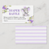 Olifant Luier Raffle Ticket Lavendel Baby shower Informatiekaartje (Voorkant / Achterkant)