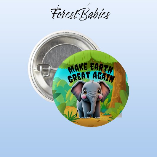 Olifant, maak de aarde weer groot, milieu ronde button 3,2 cm