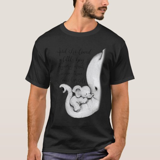 Olifant mam jongen en ze hield van een kleine jong t-shirt (Voorkant)