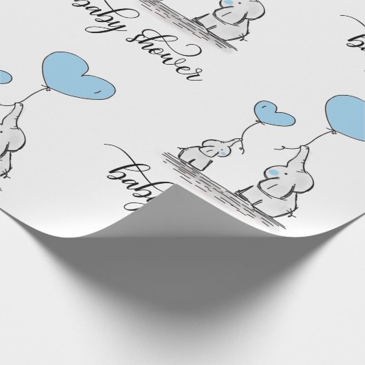 Olifant Mama & Baby shower Blauw Grijs Wit Jongen Cadeaupapier (Hoek)