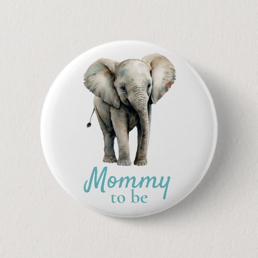 Olifant Mama Baby shower Blauwe Button (Voorkant)
