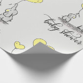 Olifant Mama & Baby shower Grijs Geel Cadeaupapier (Hoek)