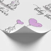 Olifant Mama & Baby shower Lavendel Paarse Cadeaupapier (Hoek)