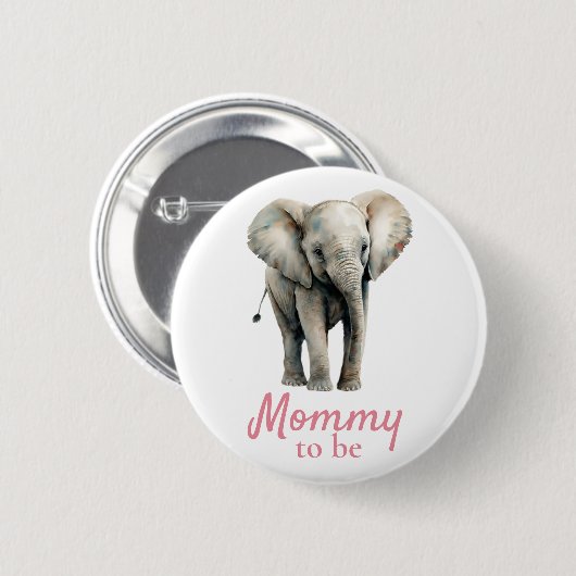 Olifant Mama Baby shower Roze Button (Voorkant /achterkant)