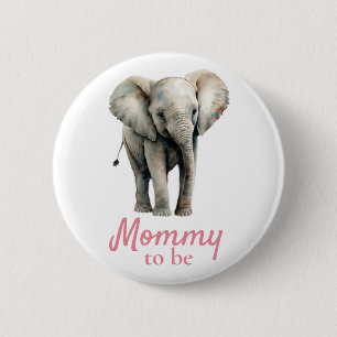 Olifant Mama Baby shower Roze Button