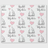 Olifant Mama & Baby shower Roze Grijs Wit Meisje Cadeaupapier (Vlak)