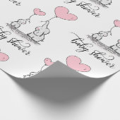 Olifant Mama & Baby shower Roze Grijs Wit Meisje Cadeaupapier (Hoek)