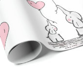 Olifant Mama & Baby shower Roze Grijs Wit Meisje Cadeaupapier (Rol Hoek)
