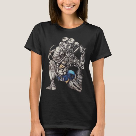 Olifant man, pentekening, dier kunst, t-shirt (Voorkant)