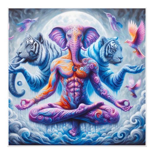 Olifant man spiritueel foto afdruk (Voorkant)