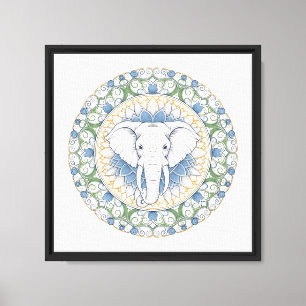Olifant Mandala Wandkunst Canvas Afdruk