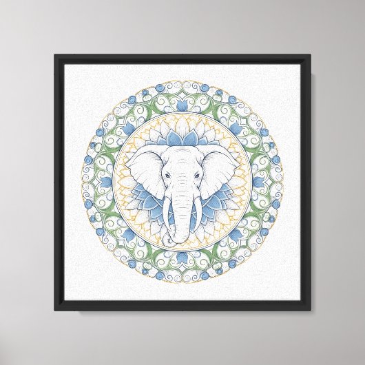 Olifant Mandala Wandkunst Canvas Afdruk (Voorkant)