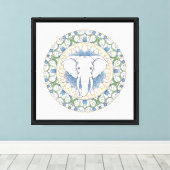 Olifant Mandala Wandkunst Canvas Afdruk (Insitu (Houten vloer))