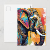 Olifant mandala waterkleur briefkaart (Voorkant / Achterkant)