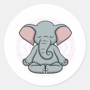 Olifant Meditatie Yoga Zen Ronde Sticker