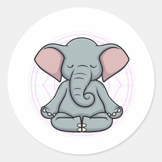 Olifant Meditatie Yoga Zen Ronde Sticker (Voorkant)