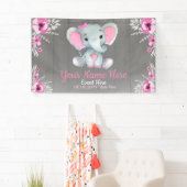 Olifant meisje achtergrond roze naam rustieke bloe spandoek (Insitu)