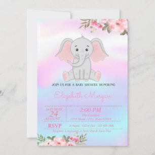 Olifant meisje baby, bloem holografische baby show kaart