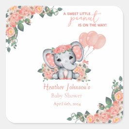 Olifant Meisje Baby Borrel Vierkante Sticker