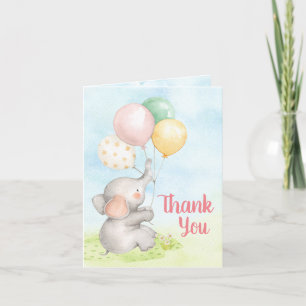 Olifant Meisje Baby Shower Bedankkaartjes Bedankkaart