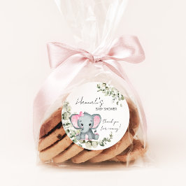 Olifant Meisje Baby shower Favor Ronde Sticker