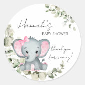Olifant Meisje Baby shower Favor Ronde Sticker (Voorkant)