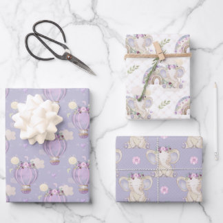 Olifant Meisje Baby Shower Inpakpapier Vel