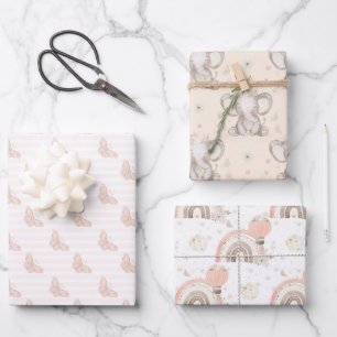 Olifant Meisje Baby Shower Inpakvellen Inpakpapier Vel