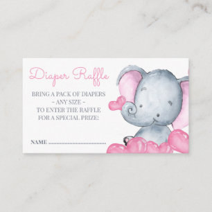 Olifant Meisje Baby Shower Luier Raffle Informatiekaartje