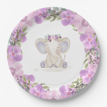 Olifant Meisje Baby Shower Papieren Bord
