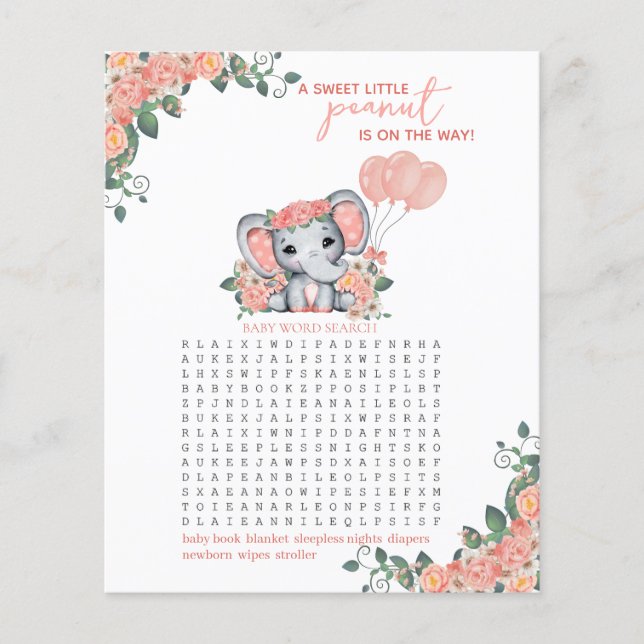 Olifant Meisje Baby shower Spel (Voorkant)